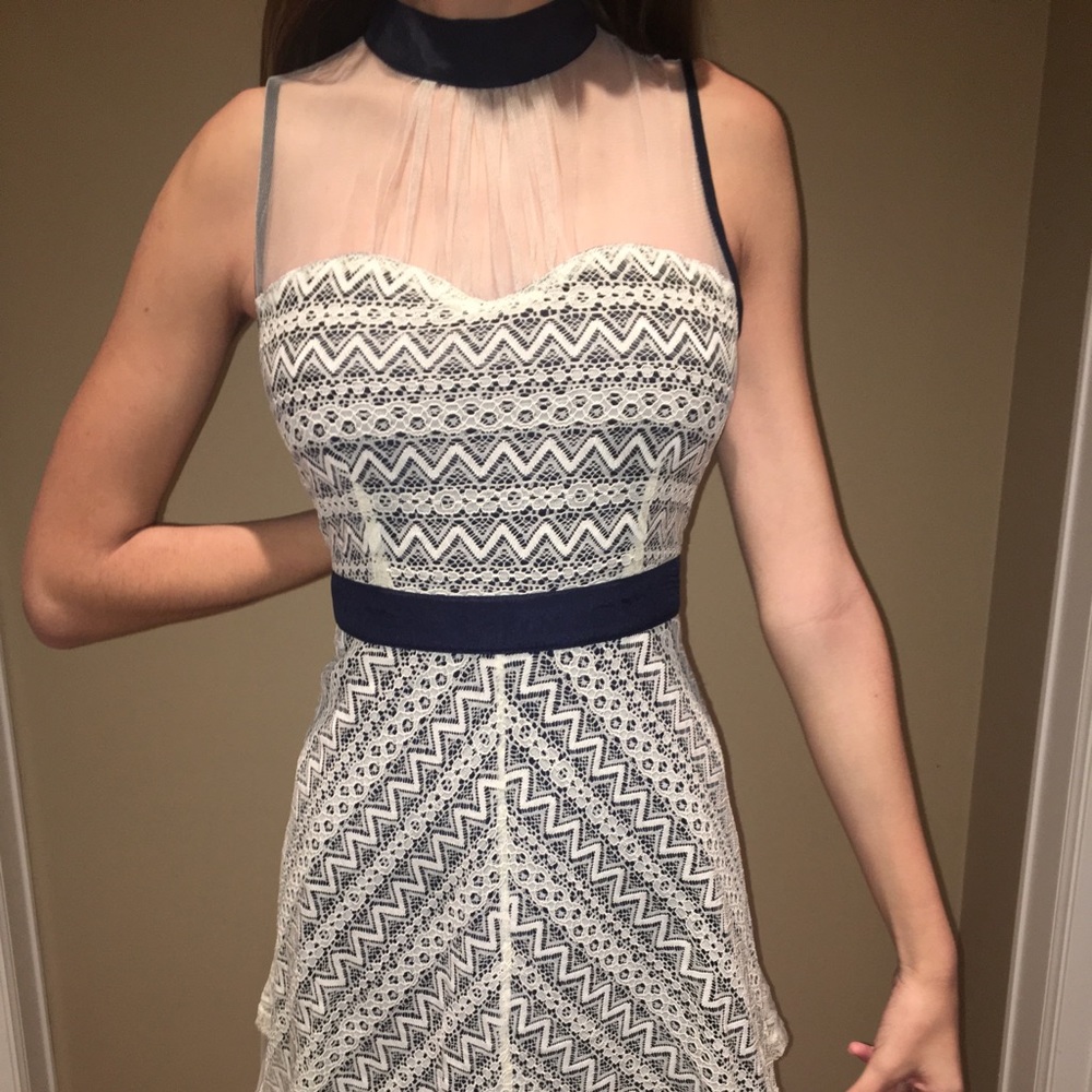 Elegant Navy Lace Dress